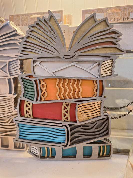 Book Stack - Layered Laser Cut Wood Art