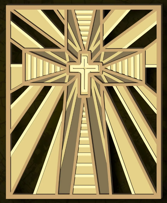 Cross (square)- Layered Laser Cut Wood Art
