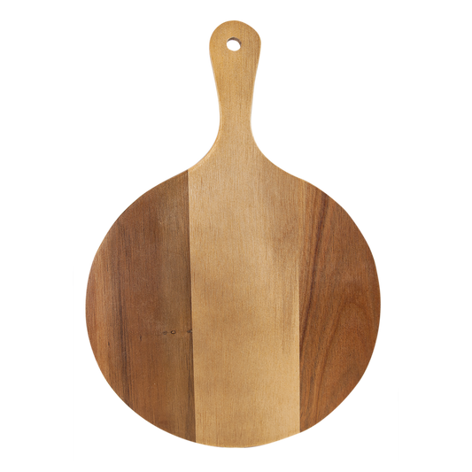 8 1/4" Round Wood/Slate Serving Board with Handle (CB079)