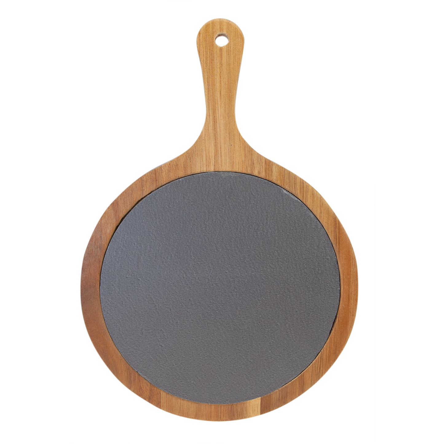 8 1/4" Round Wood/Slate Serving Board with Handle (CB079)