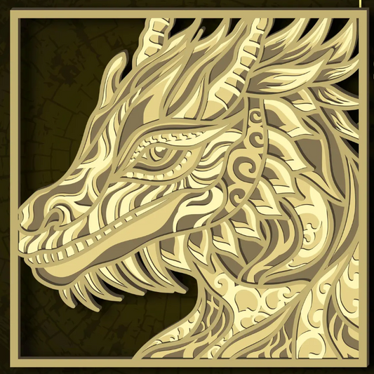 Dragon Portrait - Layered Laser Cut Wood Art