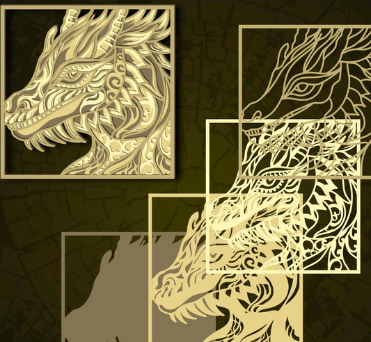 Dragon Portrait - Layered Laser Cut Wood Art