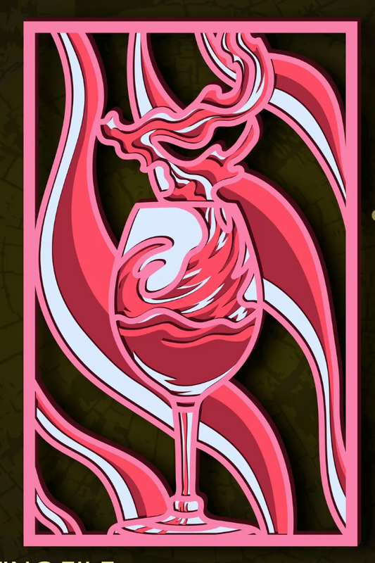 Wine Glass - Layered Laser Cut Wood Art