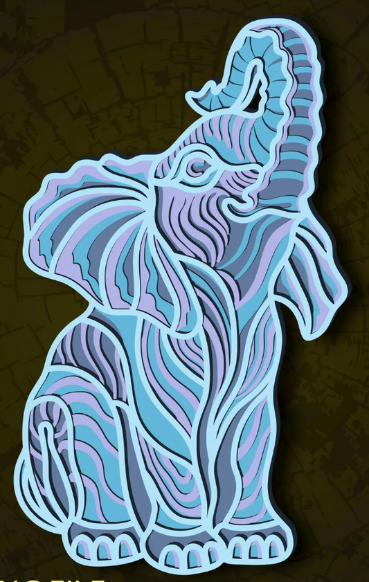 Elephant - Layered Laser Cut Wood Art