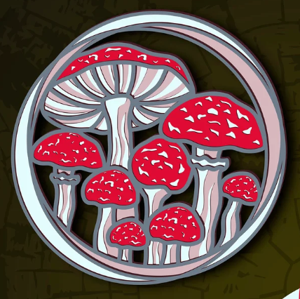 Mushrooms (round) - Layered Laser Cut Wood Art