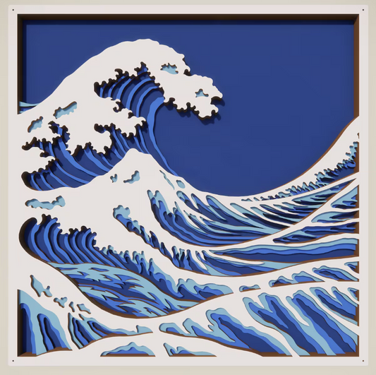 Great Wave - Layered Laser Cut Wood Art