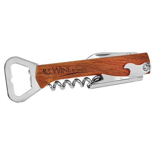 Wood Bottle Opener & Wine Corkscrew (BAR045)