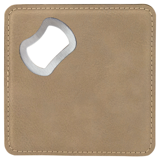 4" Leatherette Coaster with Bottle Opener