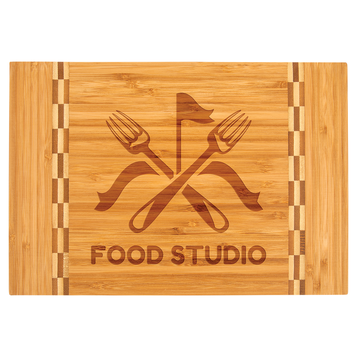 12" x 8 1/4" Bamboo Cutting Board with Butcher Block Inlay (CB470)