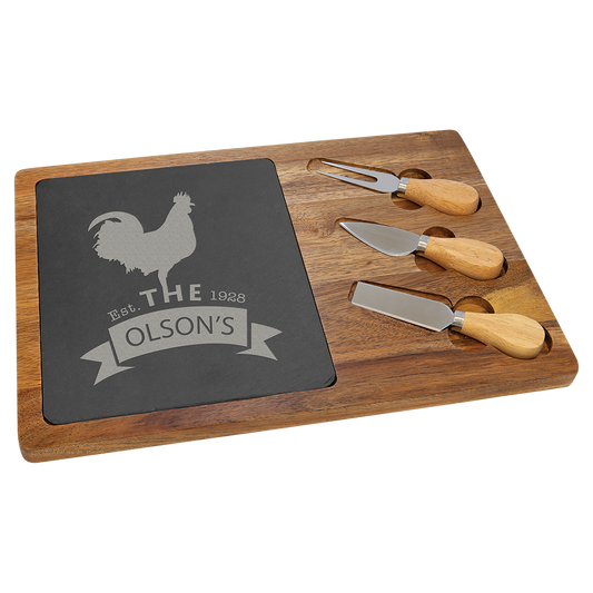 Wood/Slate Cheese Set Tools (CB087)