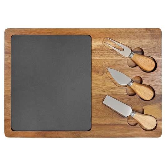 Wood/Slate Cheese Set Tools (CB087)